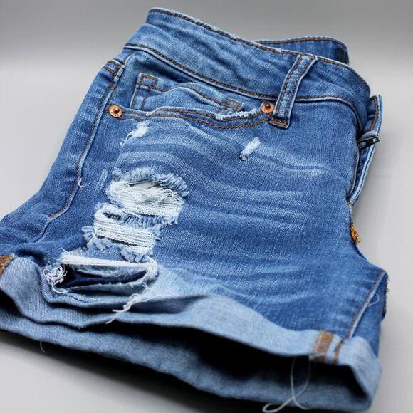 Aeropostale Women's Denim Shorts Size 0 Light Wash Blue Distressed - Picture 6 of 12